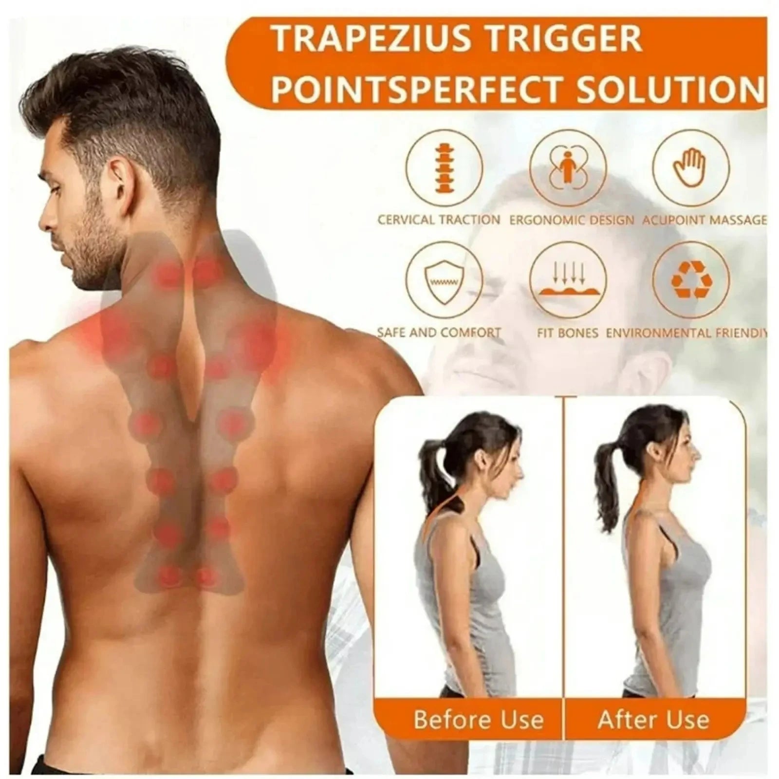 Cervical Traction Device Neck Stretcher Massager for Neck Shoulder Stretcher,Trigger Point Massager Tool,Neck Support Device Peaceful Pleasures Health and Wellness