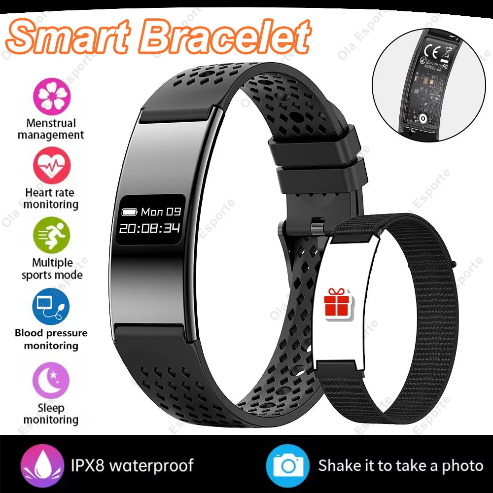 New Smart Bracelet Health Fitness Tracker Ultra-thin Heart Rate Monitoring Call Reminder Couple Wristband Sports Man Smart Watch Peaceful Pleasures Health and Wellness Black