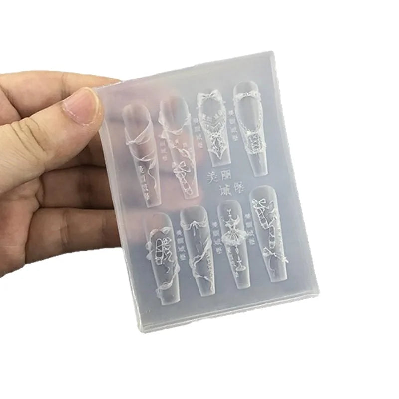 3D Silicone DIY Nail Art Decoration Mold - Ribbon Bow Ballet Shoes Design, Translucent Carving Template Tool Peaceful Pleasures Health and Wellness ONESIZE