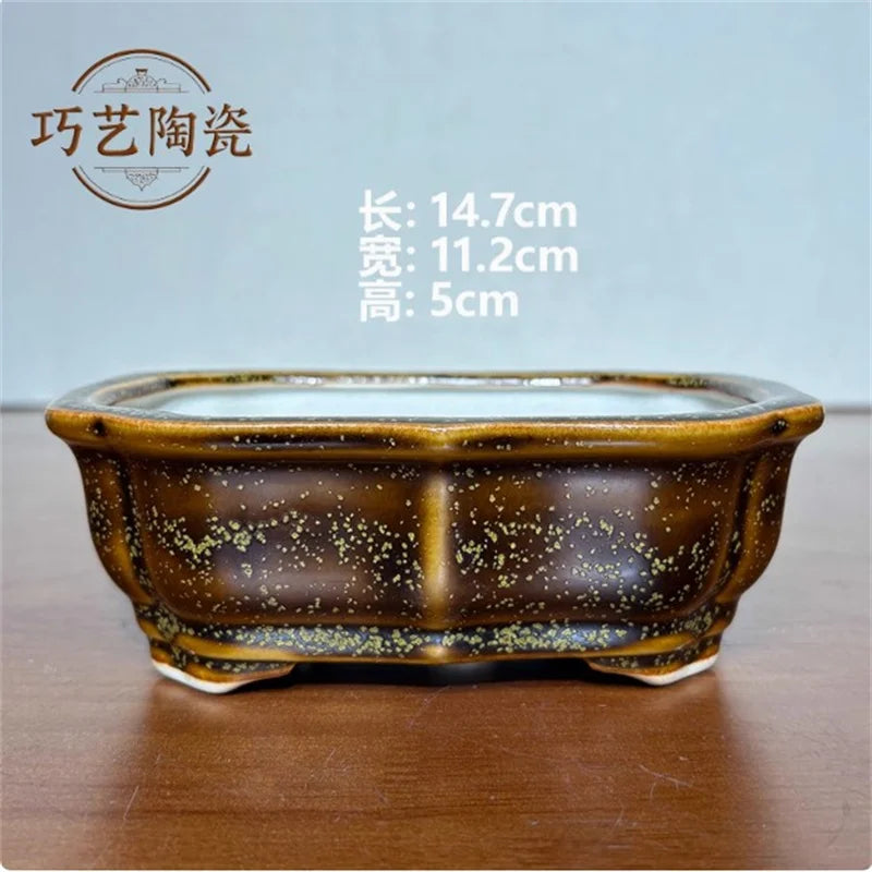 Porcelain Glazed Colorful Bonsai Pot | Ceramic Plant Pot