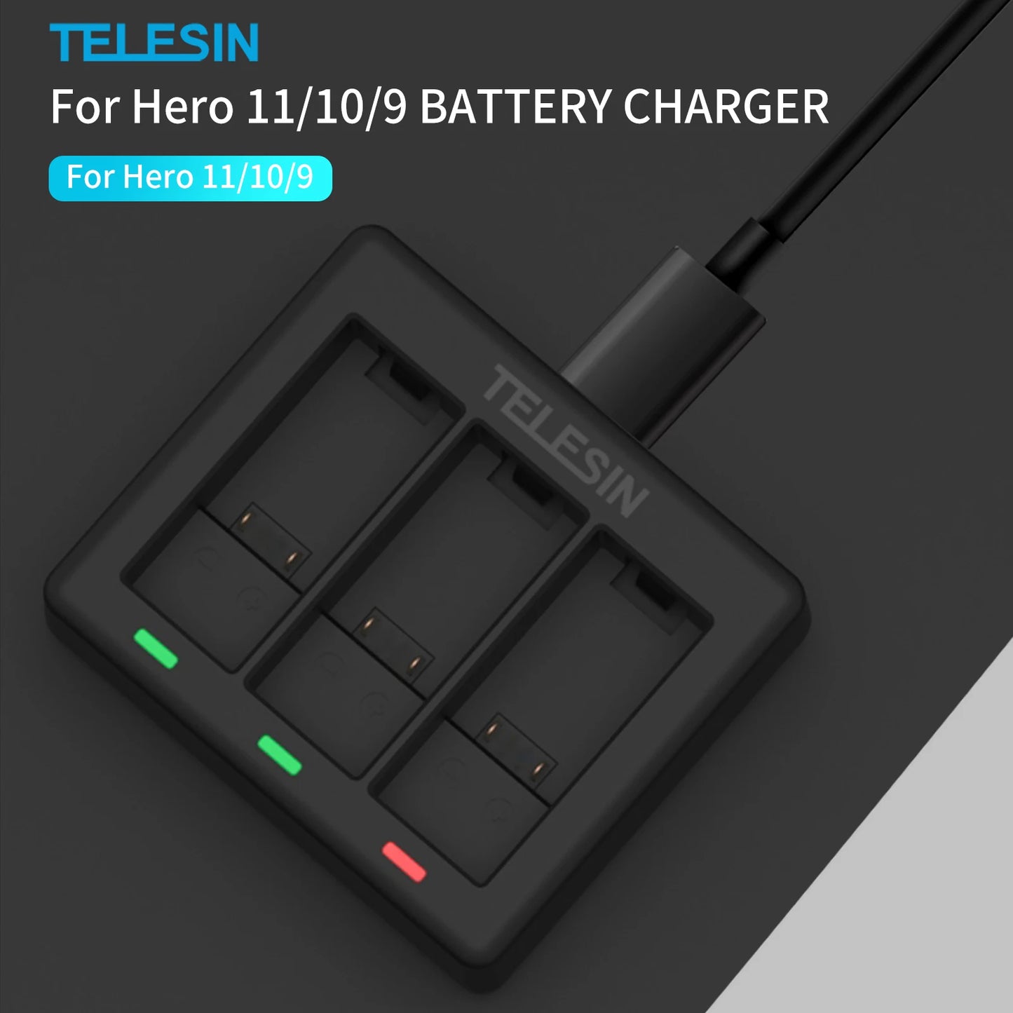 TELESIN Quick Battery Charger 3 Slots Battery Charger for GoPro 9 10 11 for GoPro Hero Black 11 10 9 Action Camera Accessories Peaceful Pleasures Health and Wellness