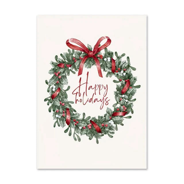 Christmas Deer & Squirrel Snow Scene Canvas Wall Art Print