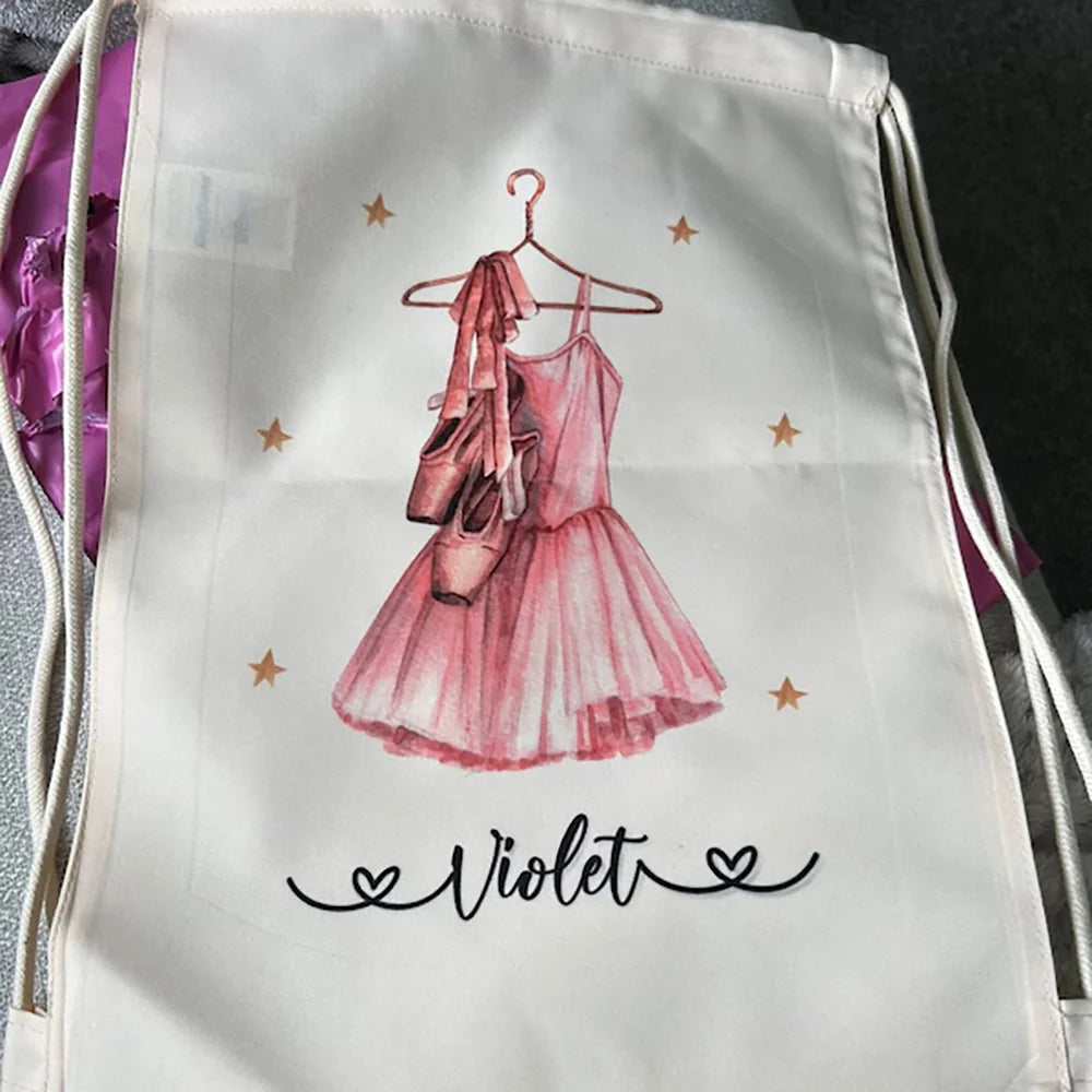 Personalized Ballet Drawstring Bag | Girls Dance & Gym Bag Personalized Drawstring Bag Peaceful Pleasures Health and Wellness