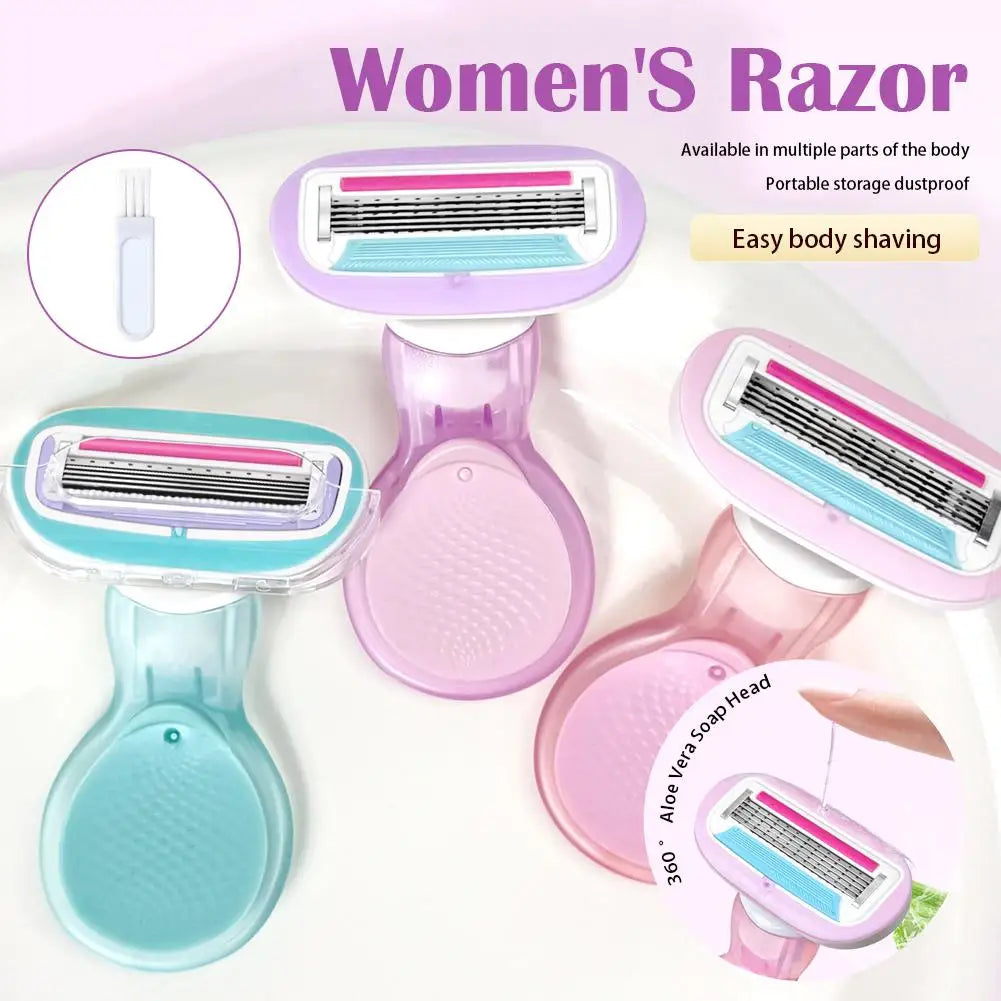 Portable Women Razor for Travel Face Leg Bikini Body Hair Shaving With Protective Net Blade Lady Manual Shaver Set Peaceful Pleasures Health and Wellness