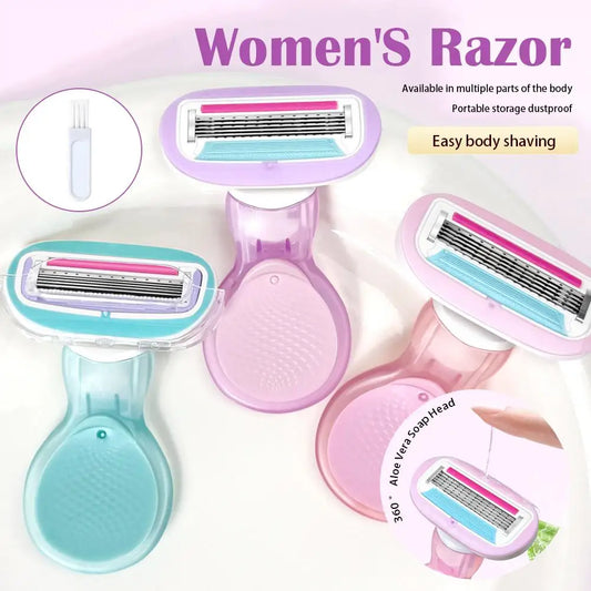 Portable Women Razor for Travel Face Leg Bikini Body Hair Shaving With Protective Net Blade Lady Manual Shaver Set Peaceful Pleasures Health and Wellness