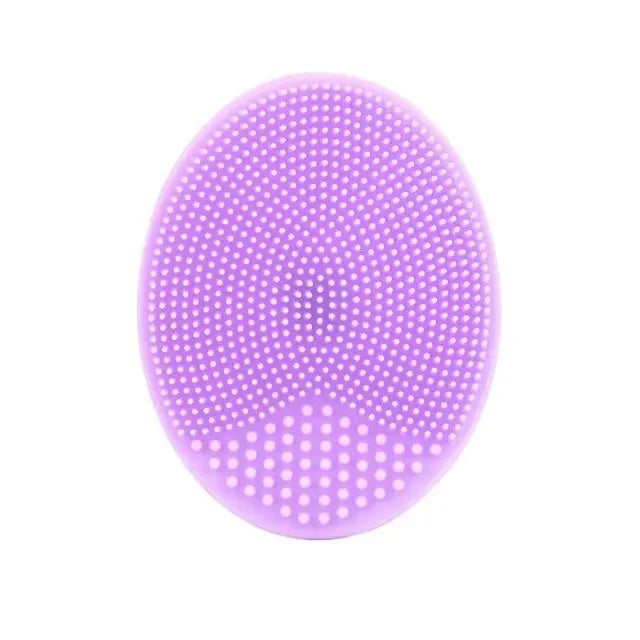 Silicone Face Wash Brush Clean Pores Baby Shampoo Brush Baby Bath Brush Soft Hair Round Shampoo Comb Home Use Peaceful Pleasures Health and Wellness Purple