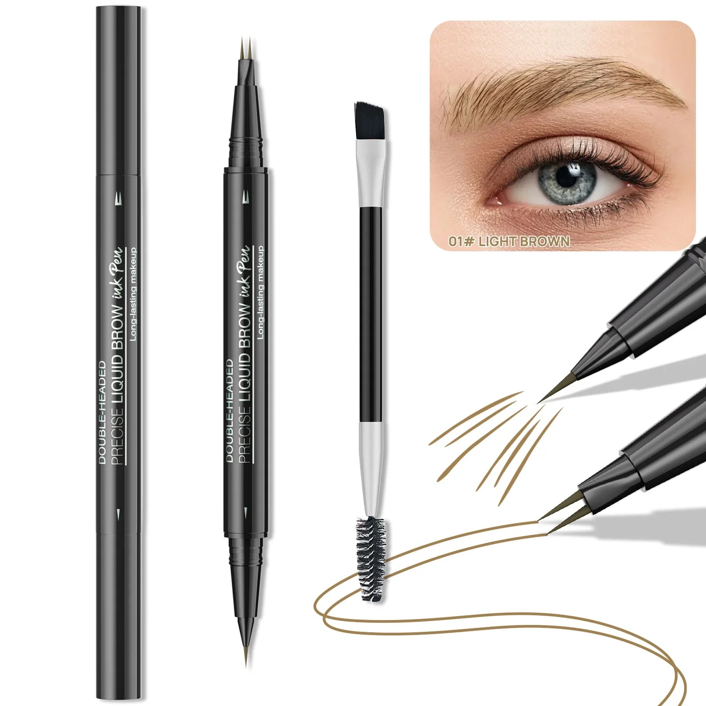 Hello Kiss Dual-Tip Waterproof Eyebrow Pencil – Smudge-Proof