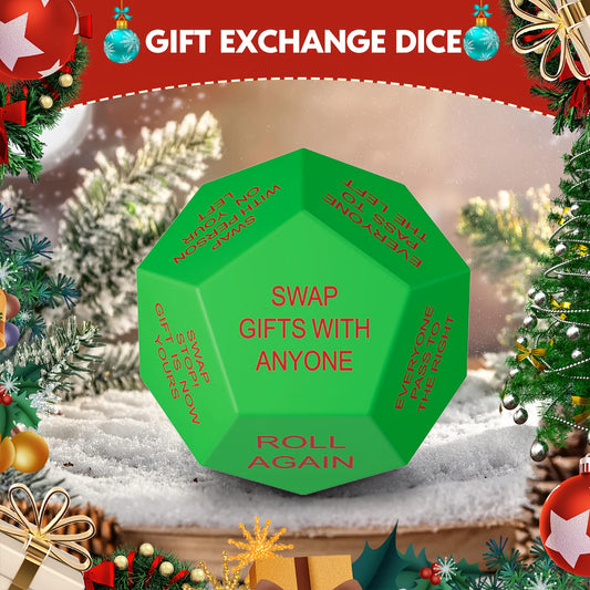 1 set of upgraded 2026 Santa's Gift Exchange Dice - 12-sided Christmas Party Dice with festive holiday designs, suitable for hol Peaceful Pleasures Health and Wellness