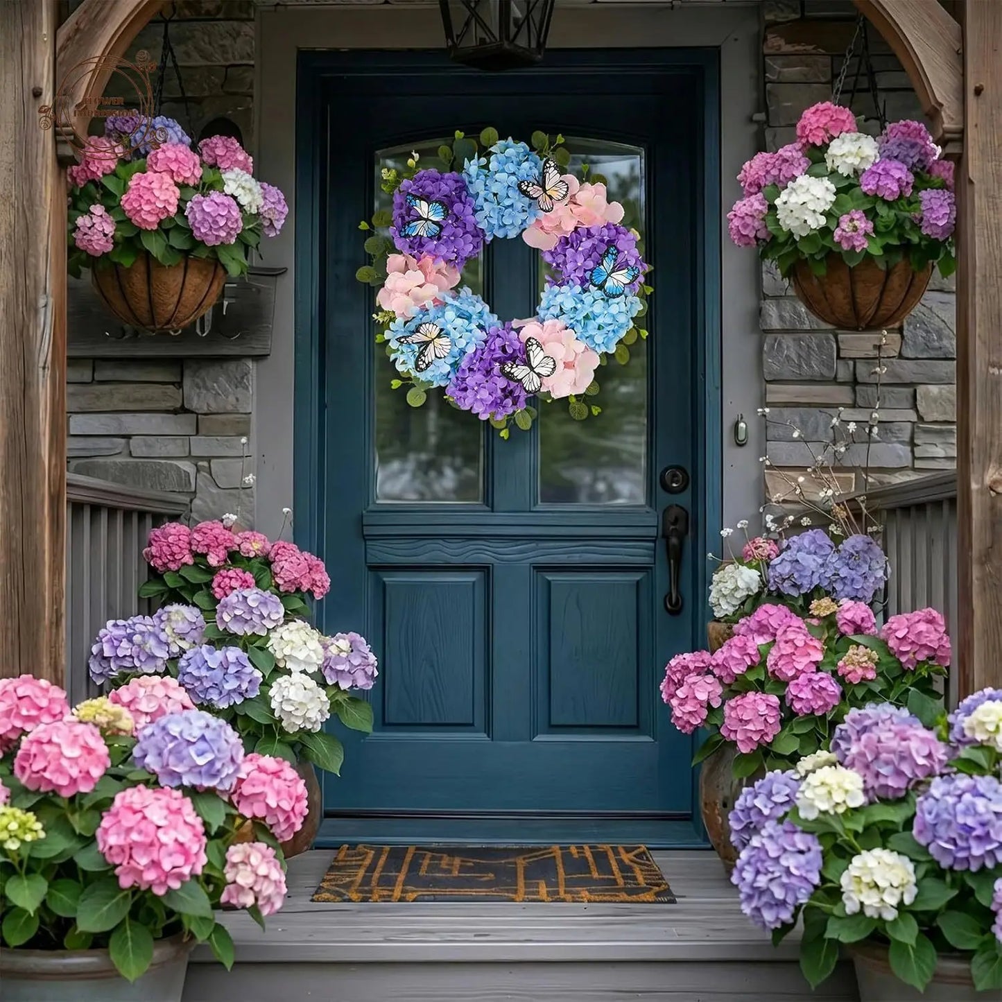 18" Purple Butterfly Spring Wreath – Indoor & Outdoor Floral Decor