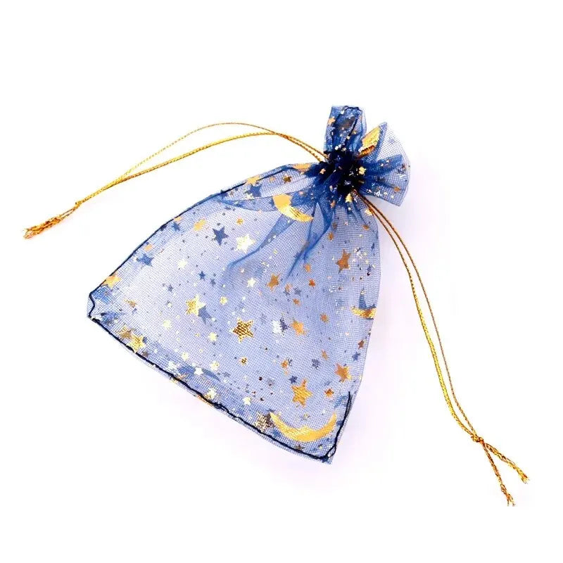 50pcs Star Moon Organza Drawstring Gift Bags – Jewelry Pouches