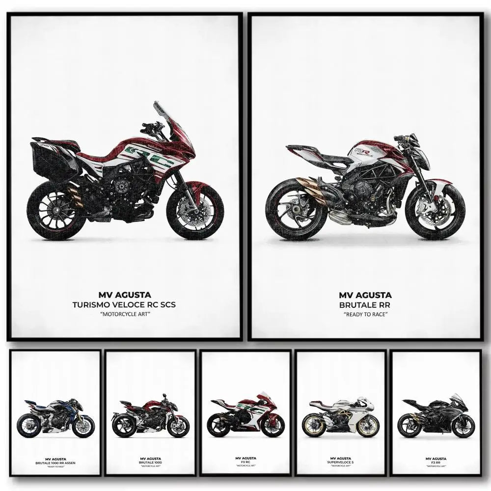 Cool Motorcycle A_AgustaS Design HD Linen Canvas Poster Wall Art Prints for Living Room Bedroom Office Home Decoration Gift Peaceful Pleasures Health and Wellness