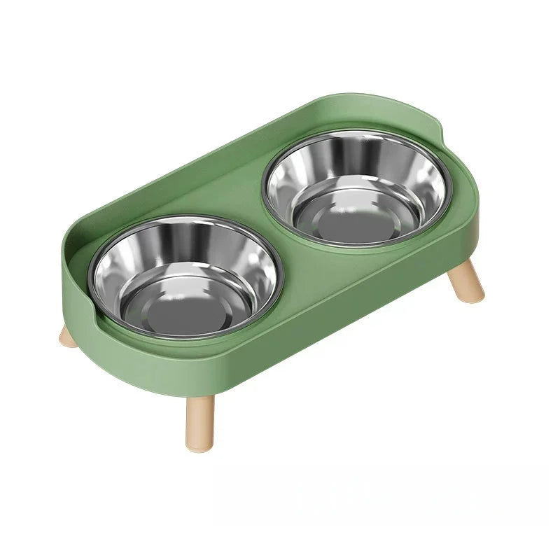 Raised Cat Bowl Set – 2 Stainless Steel Food & Water Bowls