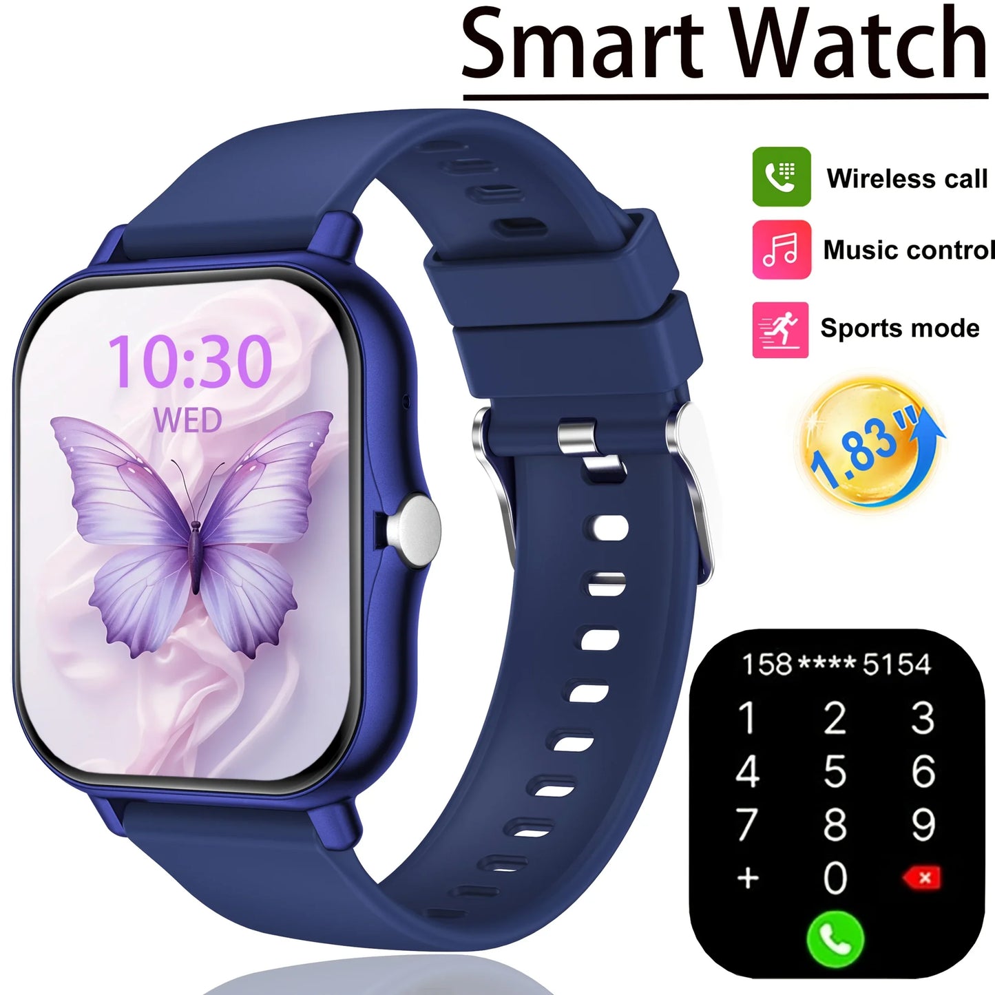 ERUN 1.83" Smartwatch – Wireless Calling, Sleep & Activity Tracker