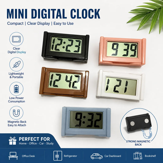 Digital Car Clock Small Car Dashboard Clock Self Adhesive Stick Mini Digital Clock Car Accessories For Vehicles Accessories Peaceful Pleasures Health and Wellness