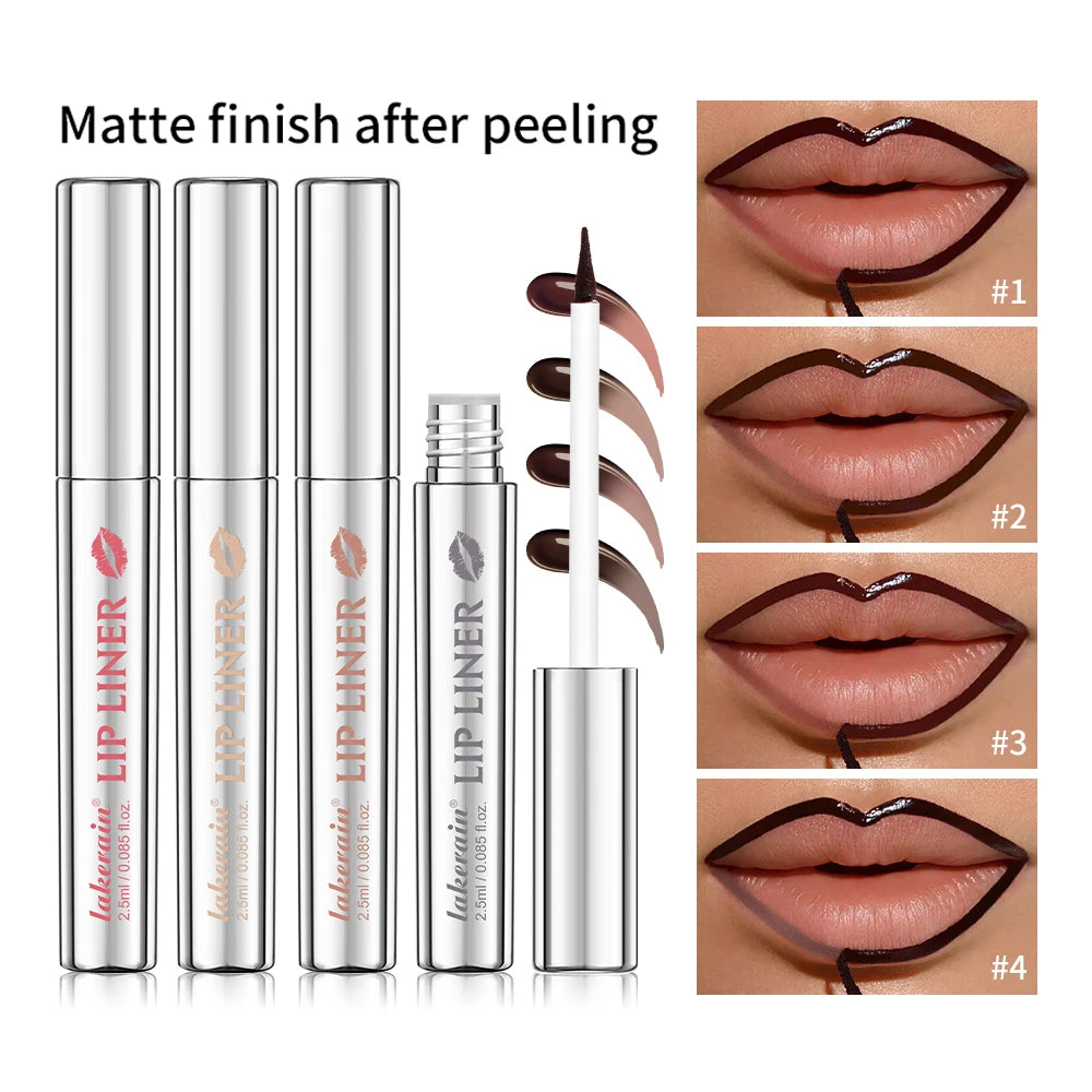 Waterproof Lip Liner Peel Off Tattoo Lipgloss Waterproof Long Lasting Matte Lip Tint Brown Contour Tear-off Lips Stain Cosmetic Peaceful Pleasures Health and Wellness 4color 1 set