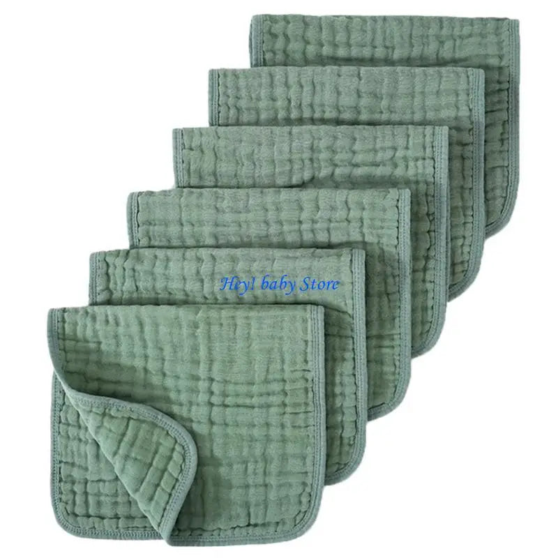 Baby Burp Cloths Set of 6 – 6-Layer Absorbent Cotton Washcloths