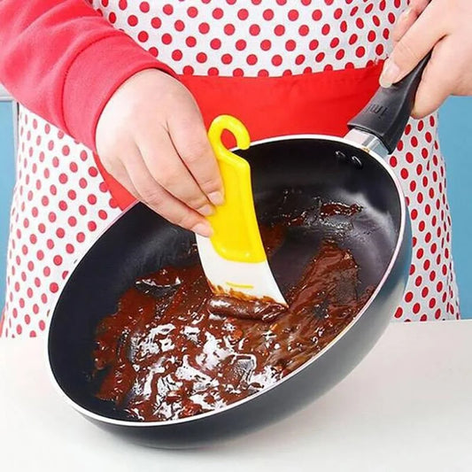 1/2/3Pcs Kitchen Scraper Oil Stain Cleaning Silicone Spatula Cake Baking Pastry Gadgets Dirty Pan Pot Dishes Cleaner Tools Peaceful Pleasures Health and Wellness