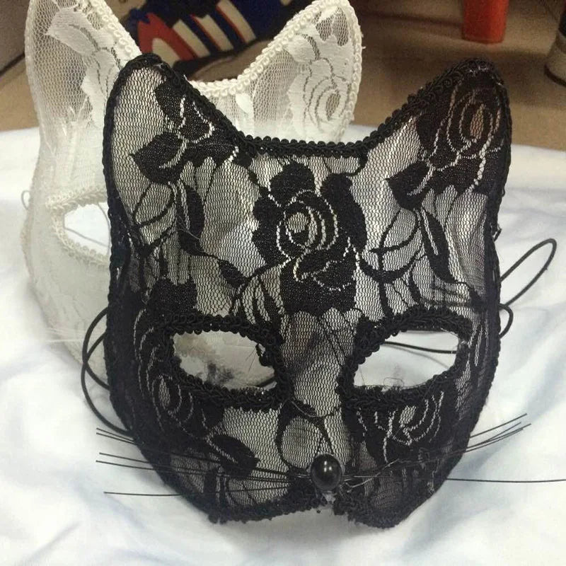 2-Pack Lace Cat Masks – Masquerade, Cosplay & Halloween