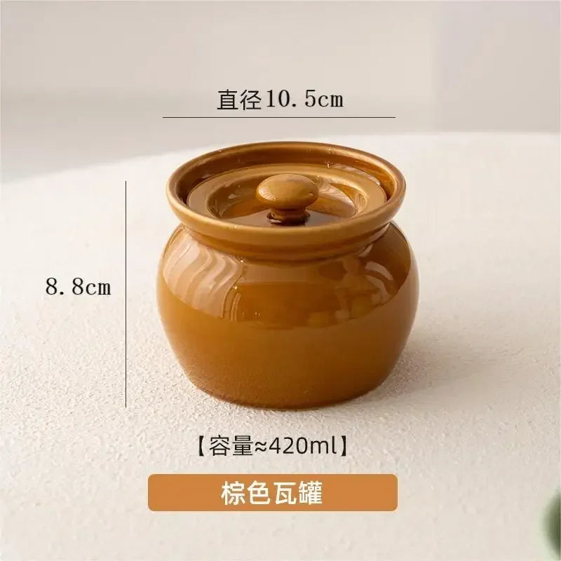 Ceramic Waterproof Stew Household Steaming Pot Stew Pot Soup Pot Clay Pot Stew Soup Pot Clay Pot One Person Stew Soup Pots New Peaceful Pleasures Health and Wellness