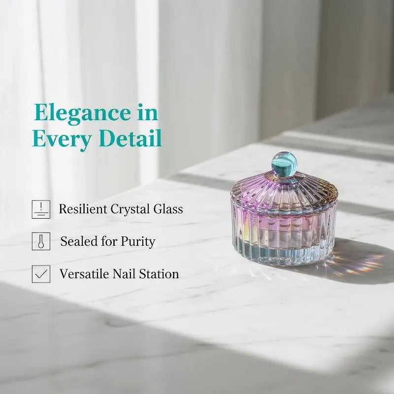 Color Crystal Glass Dish Acrylic Powder Liquid Holder Container Shape Nail Lid Cup Bowl Manicure Accessories Peaceful Pleasures Health and Wellness
