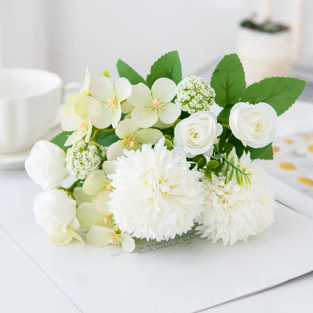 Silk Artificial Rose & Chrysanthemum Flowers | Wedding Home Decor