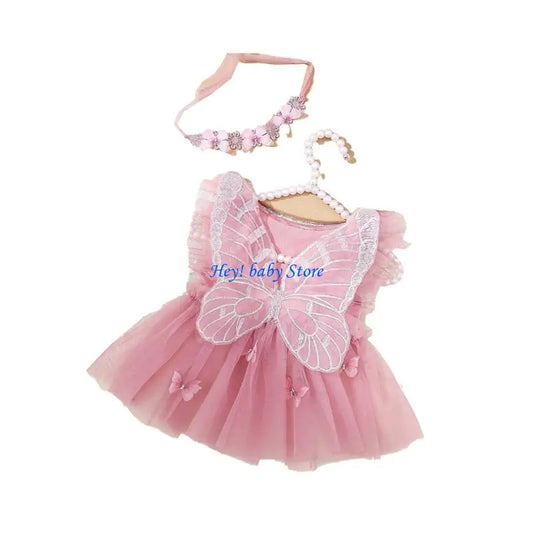 Newborn Baby Girl Photography Dress & Butterfly Headband Set Baby Photo Costume Set Peaceful Pleasures Health and Wellness China Mainland