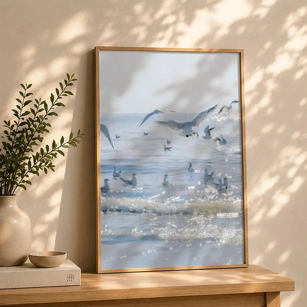 Scenery B-Beach Sea OceanS Poster HD Self Adhesive Waterproof Wall Art Ideal for Home Office Dorm Bedroom Great Gift Peaceful Pleasures Health and Wellness White6 15X20cmNoframe