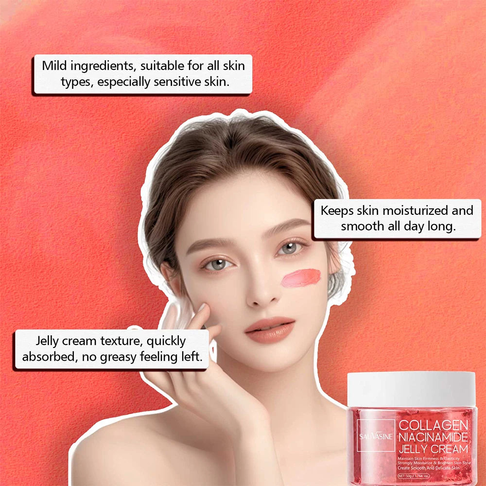 Collagen Face Moisturizer, Niacinamide & Hyaluronic Acid Cream, Hydrating Brightening Firming Day Night Gel Cream for Dull Skin Peaceful Pleasures Health and Wellness
