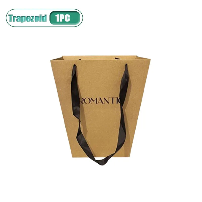 Kraft Paper Tote Bags with Satin Handle | Gift & Wedding Bags