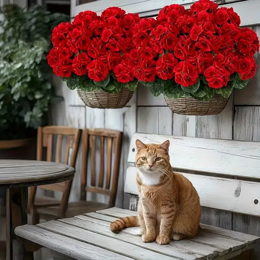 Lifelike Silk Begonia Geranium Artificial Flower Arrangement Artificial Flower Arrangement Peaceful Pleasures Health and Wellness