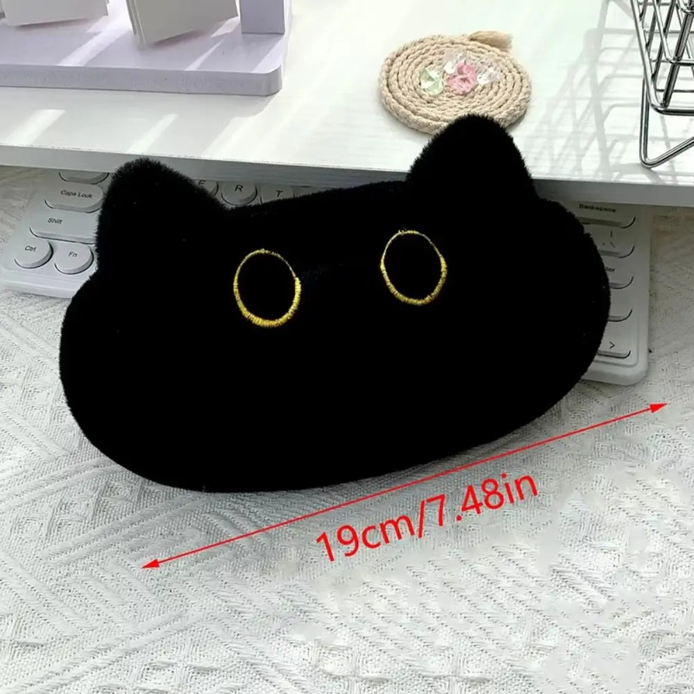 Animal Cat Pencil Case Large Capacity Zipper Closure Black Cat Pen Bag Cute Design Soft Touch Stationery Storage Bag Peaceful Pleasures Health and Wellness