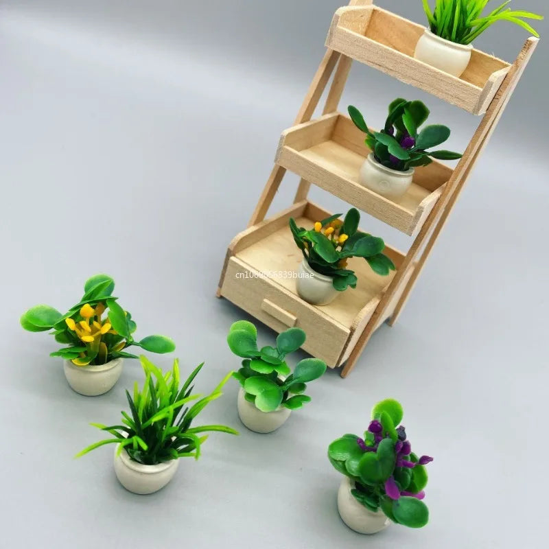 Furniture Potted Miniature Artificial Tiny Bonsai Model Mini Flowerpot Fake Succulent Plant Greenery Ornament Fairy Garden Gnome Peaceful Pleasures Health and Wellness
