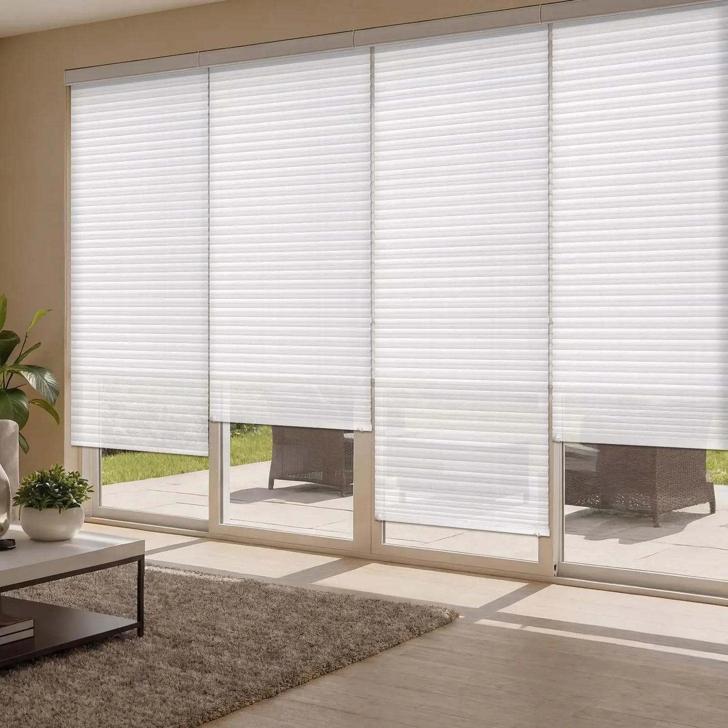 4-Pack No-Tool Pleated Privacy Blinds – Cut-to-Size Fabric Pleated Window Blinds Peaceful Pleasures Health and Wellness WHITE 48 x 110 Inches