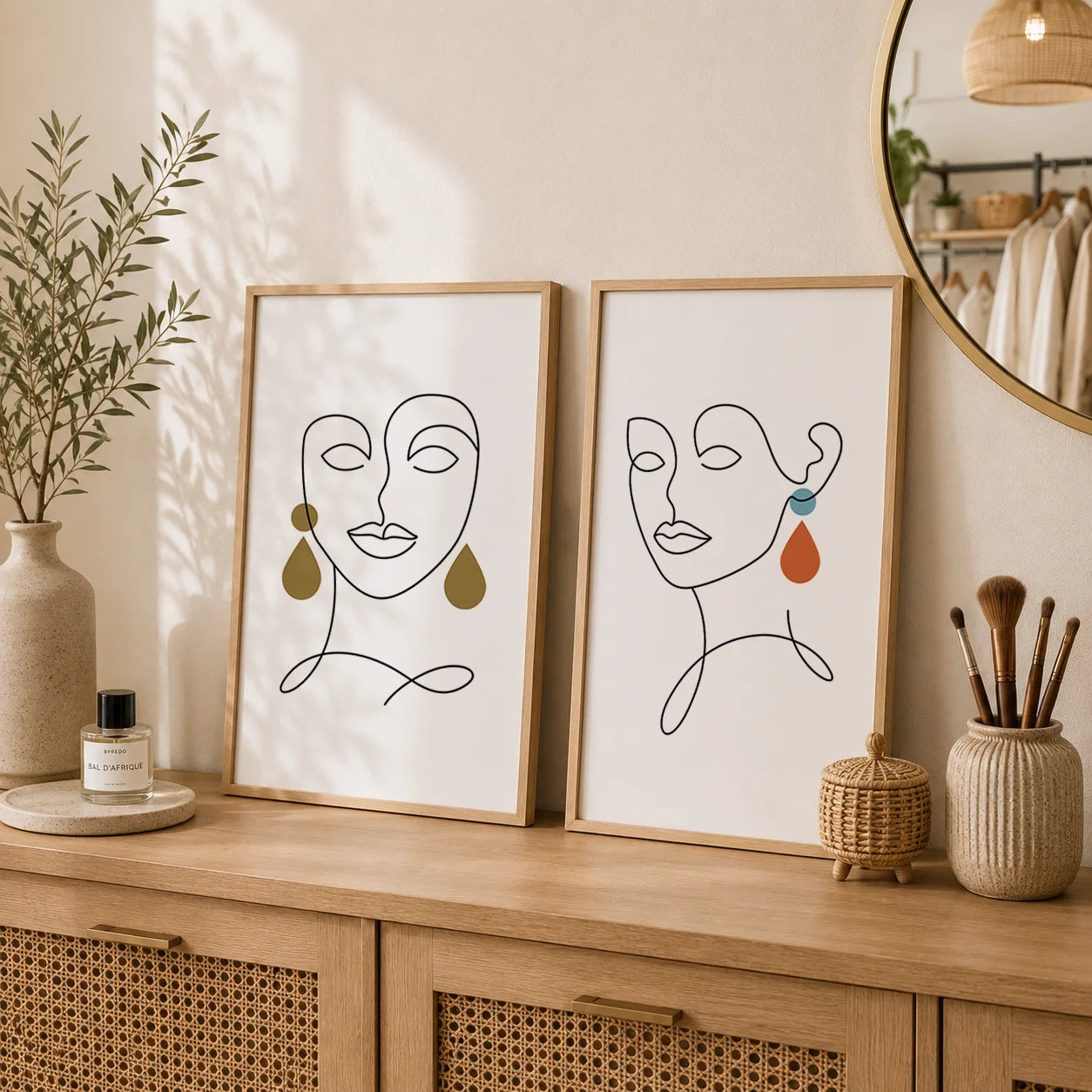 Abstract Wall Art Modern Fashion Woman Line Canvas Painting Minimalist Poster Print for Girl Bedroom Living Room Wall Decor Peaceful Pleasures Health and Wellness
