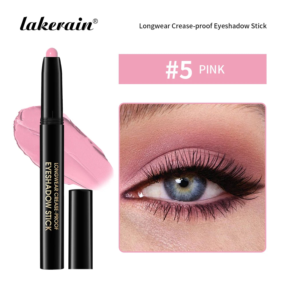 12 Colors Eyeshadow Pencil Stick Shimmer And Matte Waterproof Metallic Glitter Eye Shadow Highlighter Pencil Eyeshadow Cosmetics Peaceful Pleasures Health and Wellness 05 pink