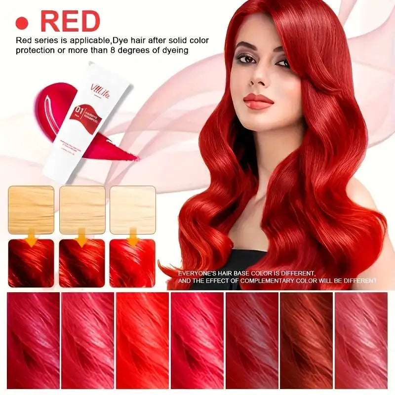 Unisex Hair Color Wax & Dye Shampoo – No Damage, Quick Coloring, Long-Lasting 100ml Peaceful Pleasures Health and Wellness Red