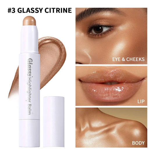 Bio- Glassy Highlighter Balm Nourishing Buildable Long Lasting Non Sticky Multipurpose Stick For Eye Cheek Lips Body Cosmetics Peaceful Pleasures Health and Wellness