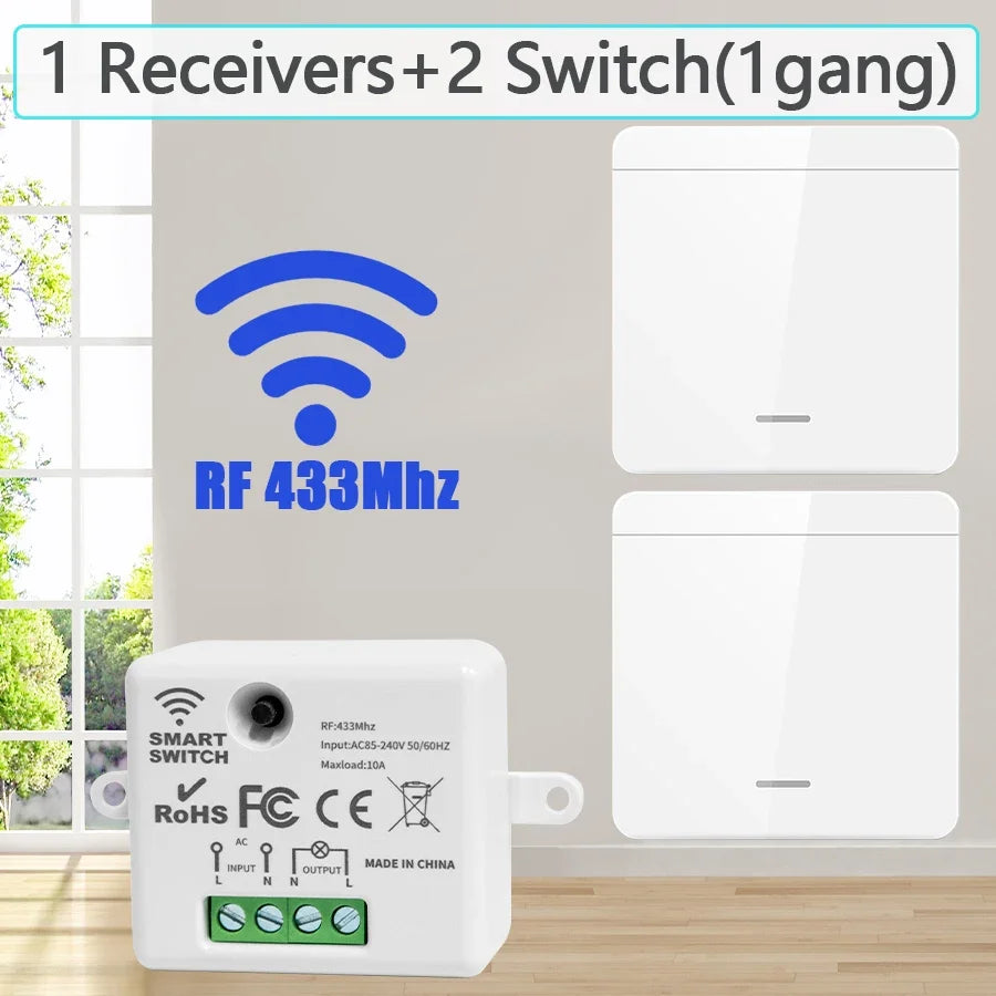 433MHz Wireless Smart Wall Switch 1/2/3 Gang Remote Relay