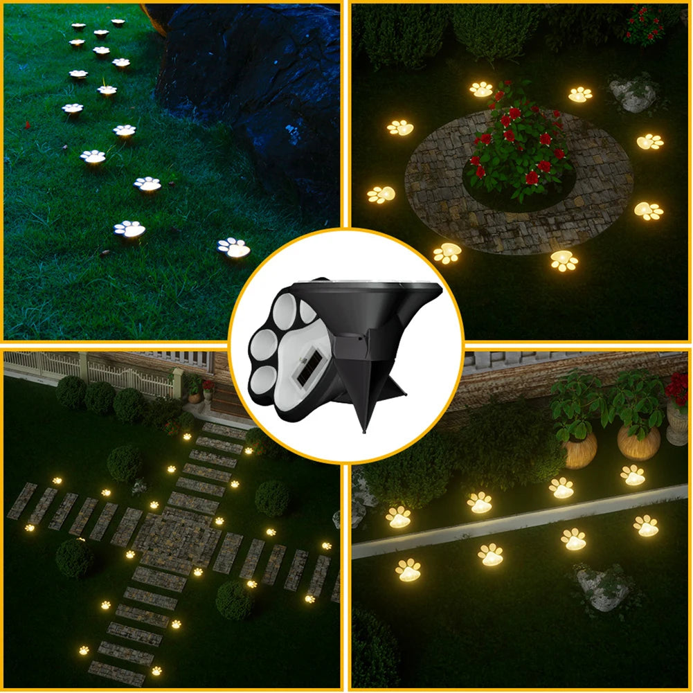 Solar Paw Print Garden Lights,Outdoor Waterproof & Sturdy Decorative Pathway Lights,For Front Porch/Lawn Edge/Backyard Decor Peaceful Pleasures Health and Wellness