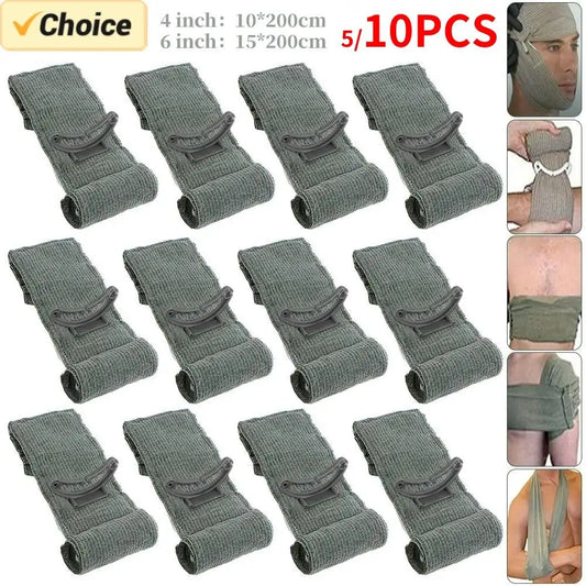 5/10PCS Israeli Bandage First Aid Trauma Hemostatic Bandage Kit Wound Traumatic Emergency Compression Bandages Medical Army Aid Peaceful Pleasures Health and Wellness