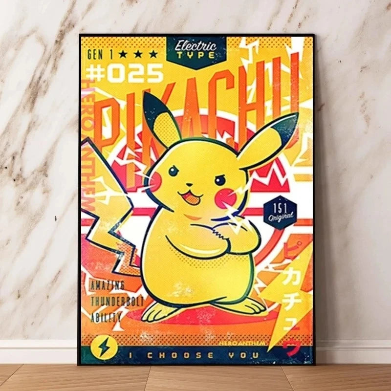 Pokemon Japenese anime Pikachu Poster Hd Canvas Prints Home Decoration Paintings for Living Room Poster Canvas Wall Decorative Peaceful Pleasures Health and Wellness 4-1PC 30x40cm