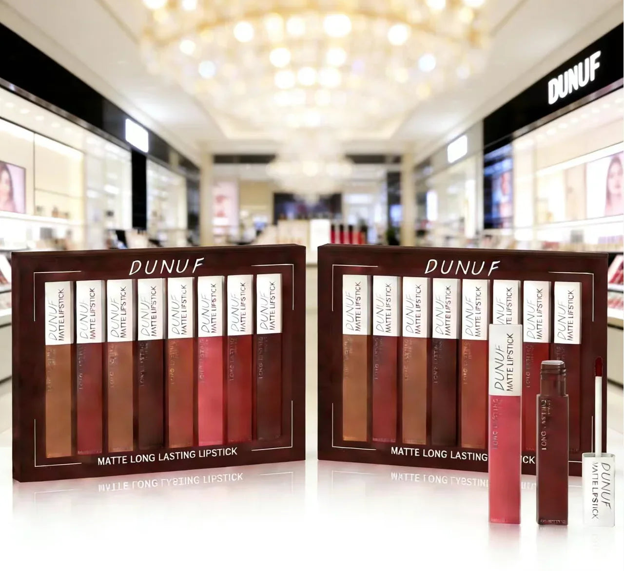 DUNUF 8-Piece Matte Lipstick Set – Waterproof Long-Lasting Nudes
