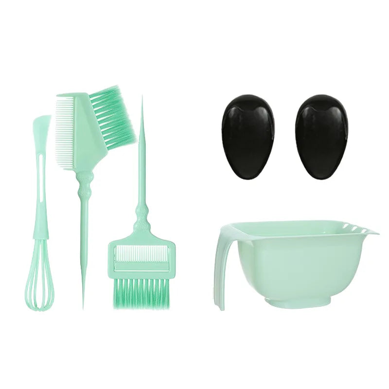 5pcs/set Hair Dye Kit Hair Dye Tools Hairdressing Styling Accessories With Hair Dye Color Mixer Hair Dye Brush Bowl Salon Hair Peaceful Pleasures Health and Wellness light green