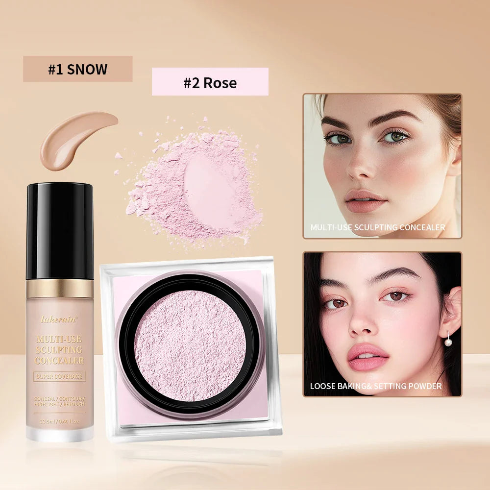 Concealer & Loose Setting Powder Makeup Set – Matte Finish
