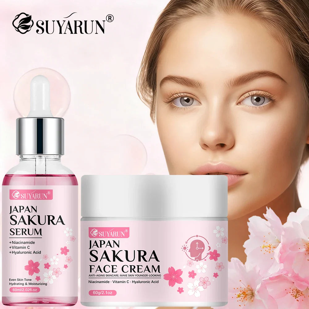 Cherry Blossom Moisturizing Cream & Serum Skincare Set