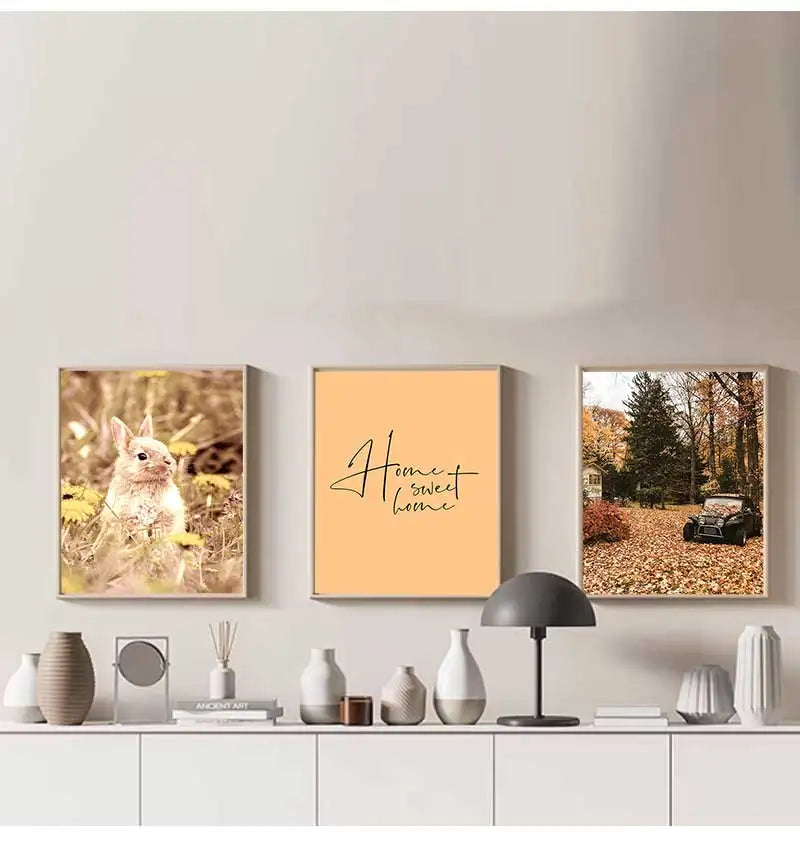 Autumn Landscape Canvas Wall Art | Nature Scenery Animal Print Canvas Wall Art Peaceful Pleasures Health and Wellness