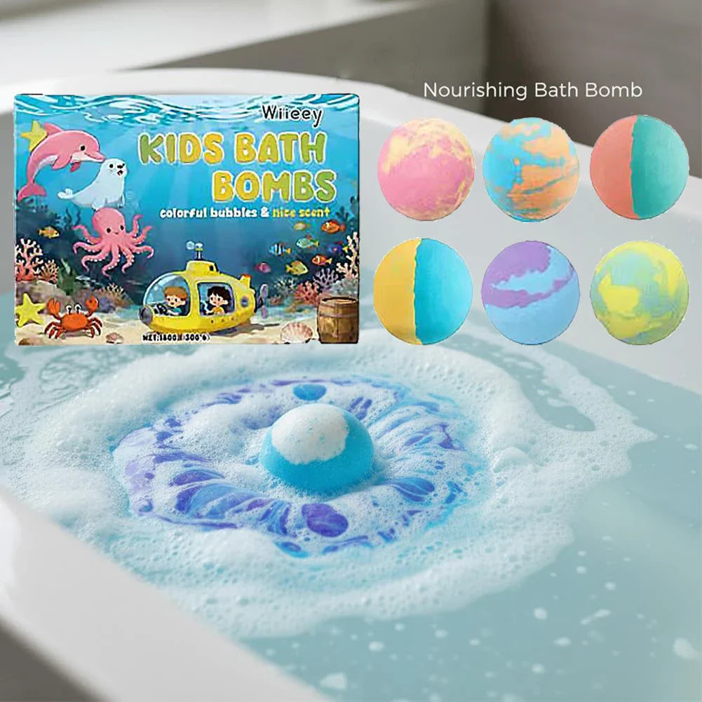 Kids Colorful Bath Bombs Gift Set – 6 Fizzy Spa Balls