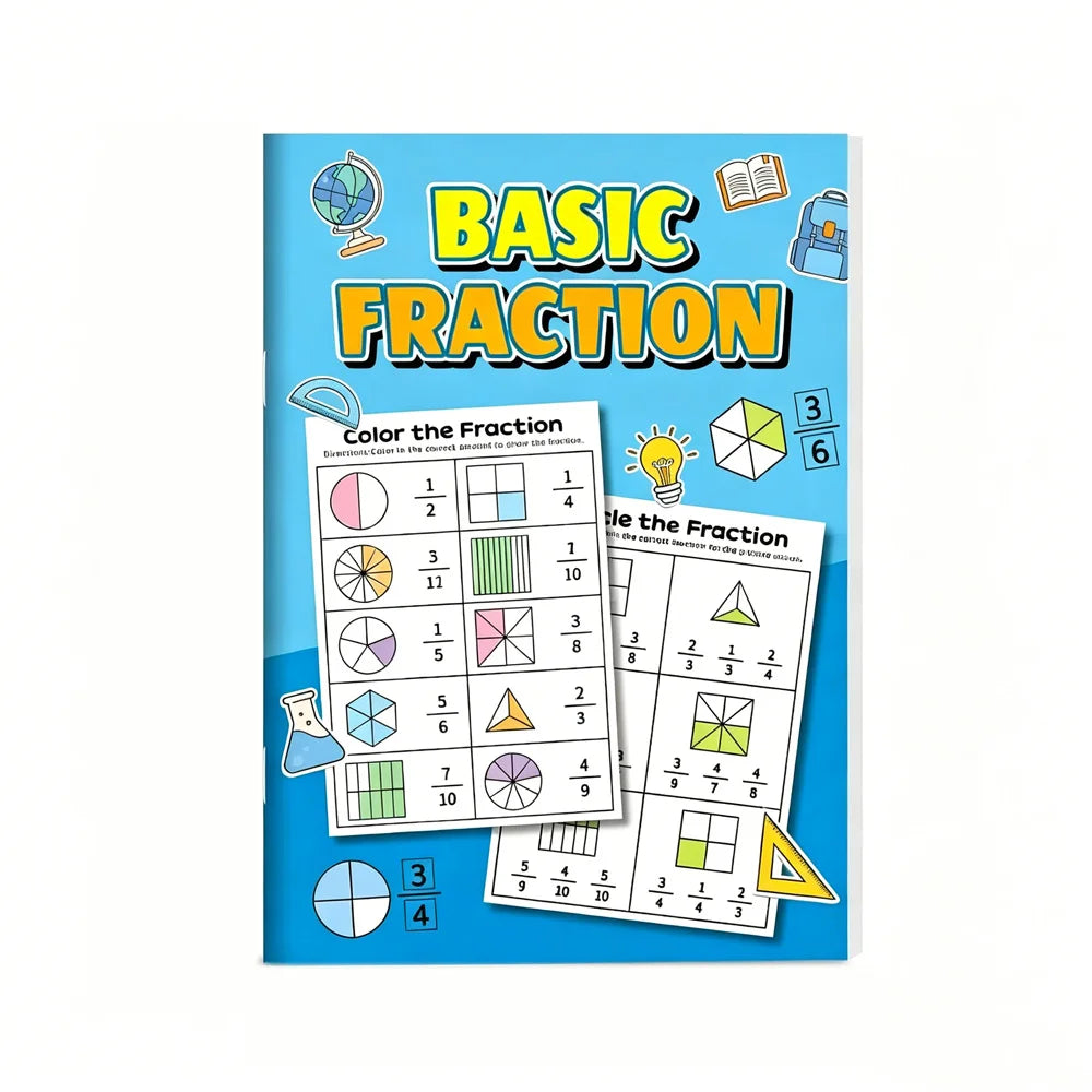 Basic Fraction Workbook 32 Pages Kids Math Activity Book Identify