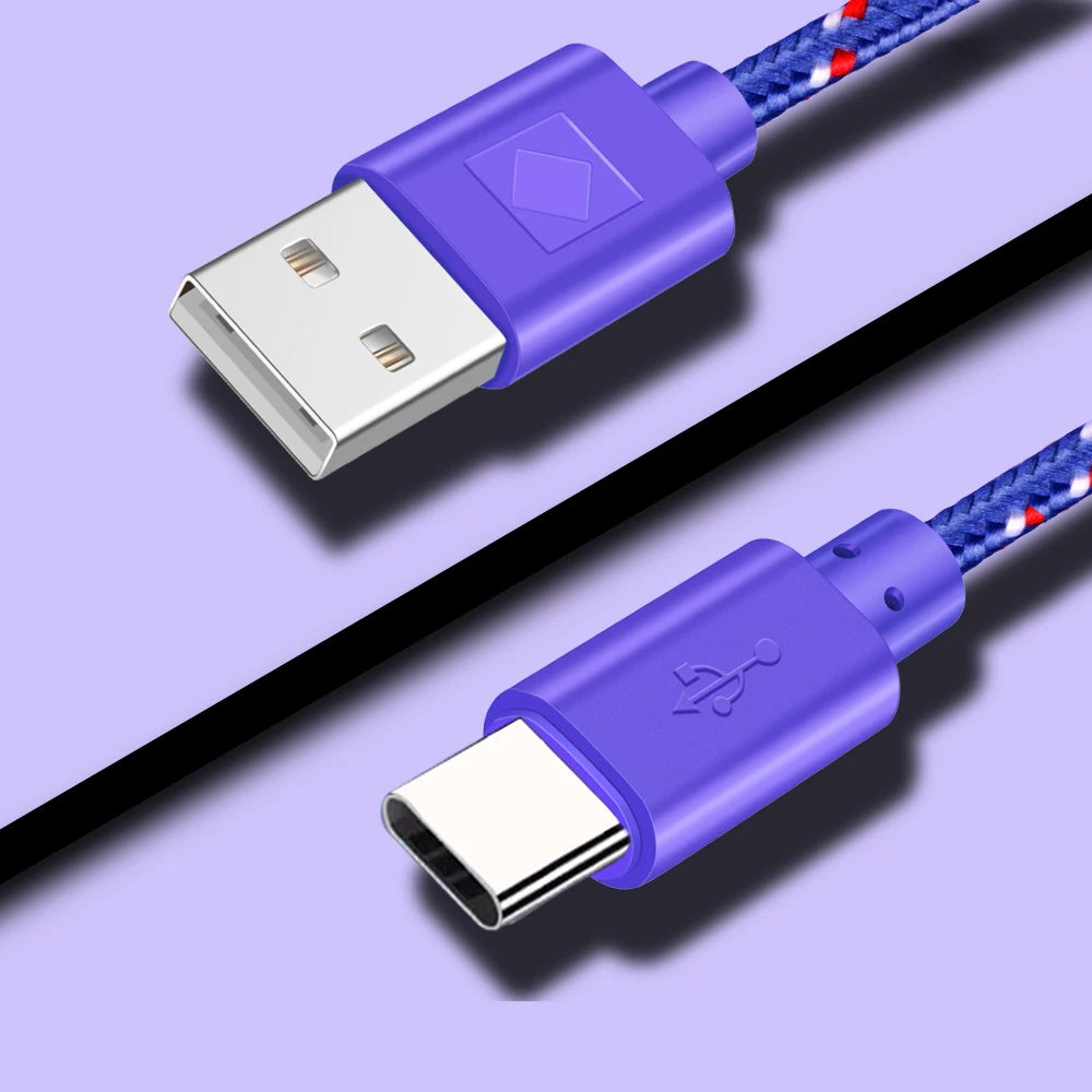 Nylon USB-C Fast Charging Cable 1M 2M 3M | Samsung Huawei