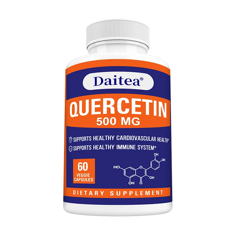 Daitea Quercetin 500mg 120 Veggie Capsules Supplement - Non-GMO - Gluten Free - Supports Overall Health & Well Being Peaceful Pleasures Health and Wellness 60 count-1 bottle